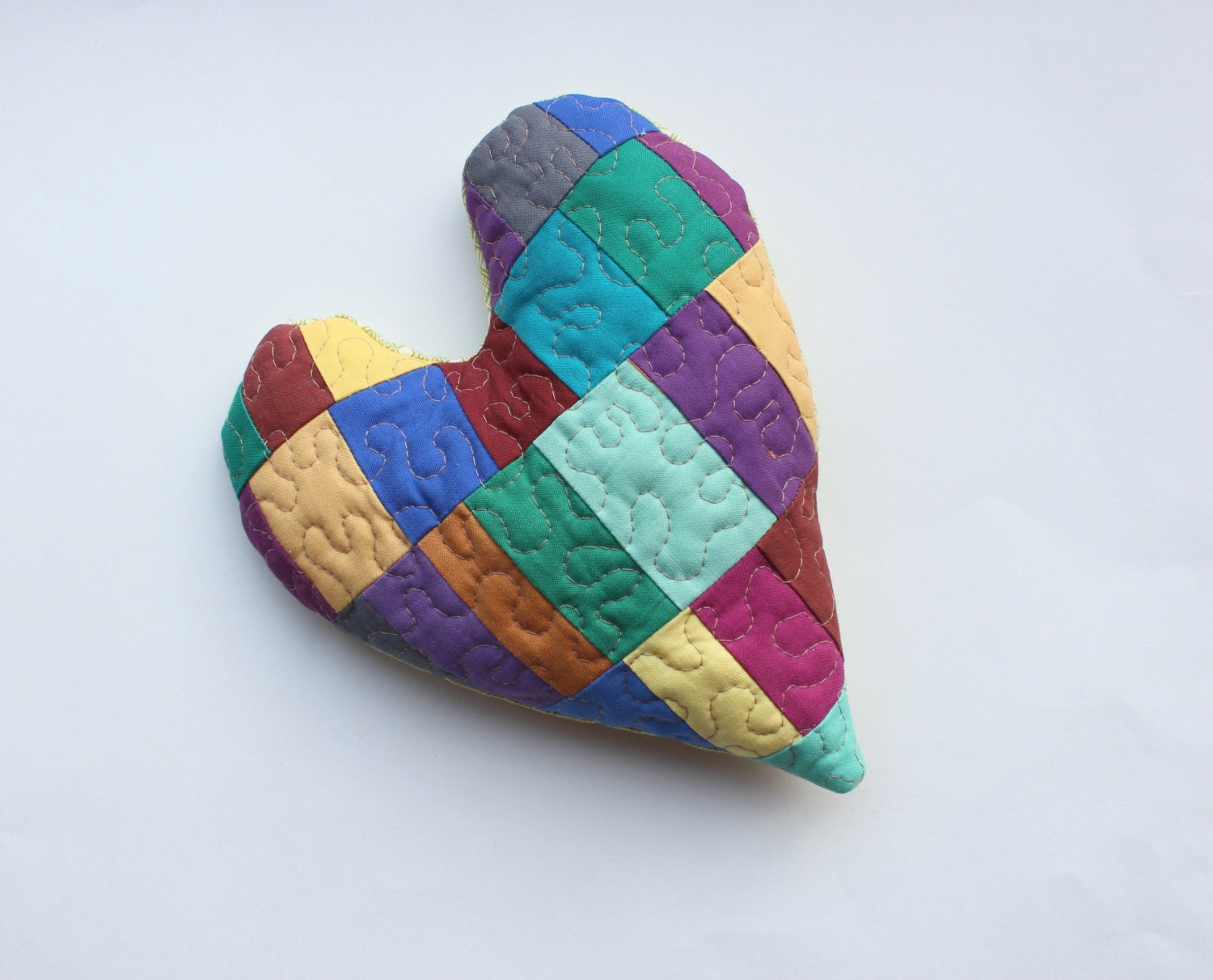 Quilted Heart Potpourri Pillow Multicolor patchwork