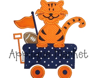 Machine Embroidery Design Applique Tiger Wagon INSTANT DOWNLOAD