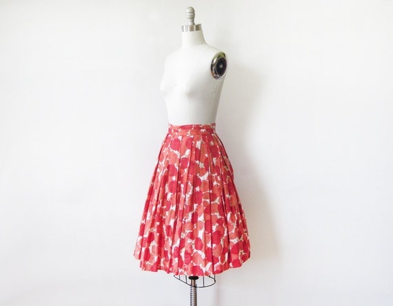 50s red floral skirt vintage 1950s skirt red and white