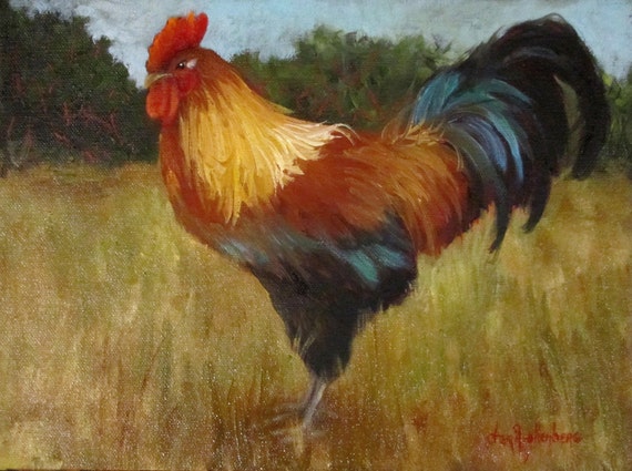 Colorful Rooster Print Painting By Cheri Wollenberg Fine Art America