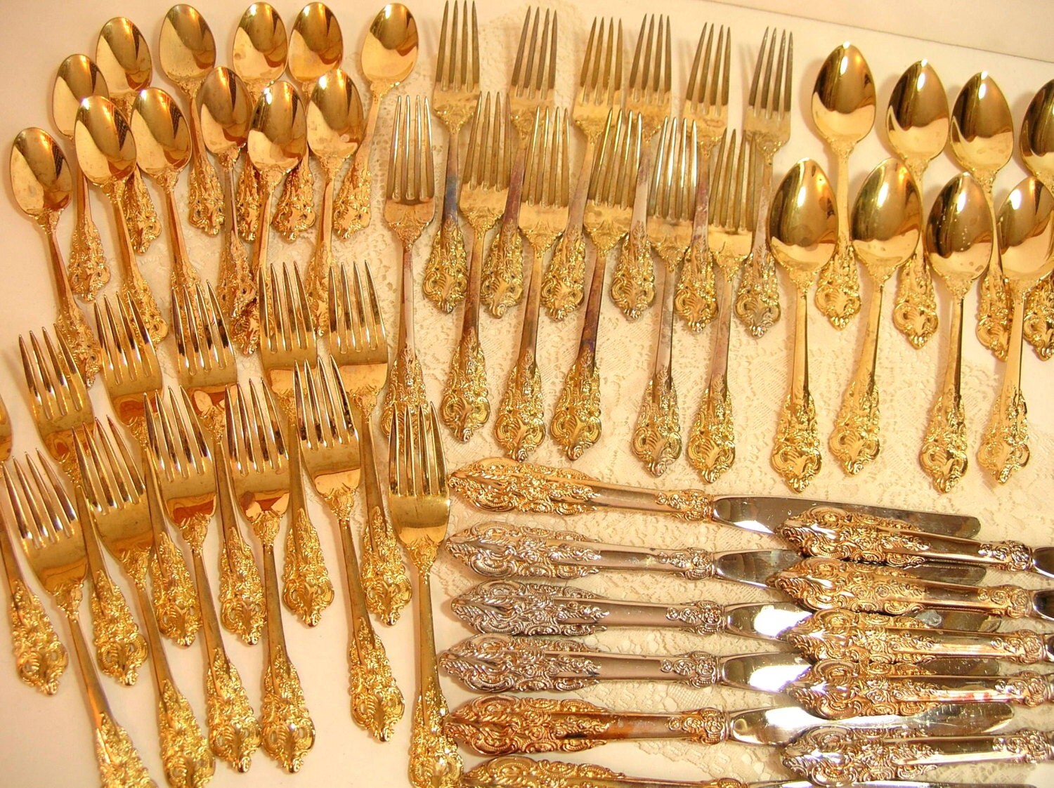 Baroque By Godinger Gold Plated Flatware Service For Twelve