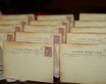 Wedding Place Cards, Vintage Post Cards Placecards, Escort Cards,Tent Table Place Cards, Quantity 50
