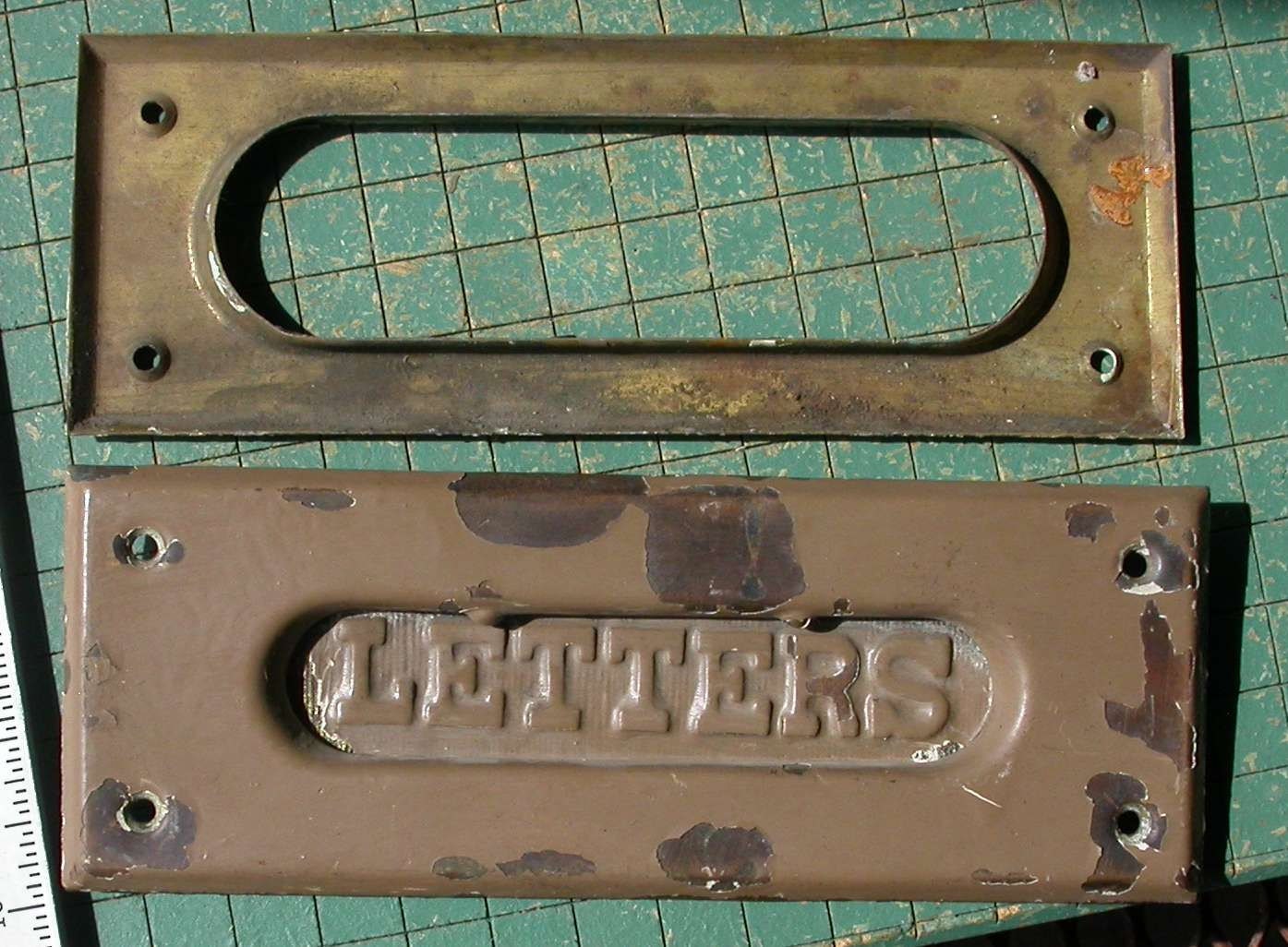 old Brass Mail Slot LETTERS vintage Victorian door slot