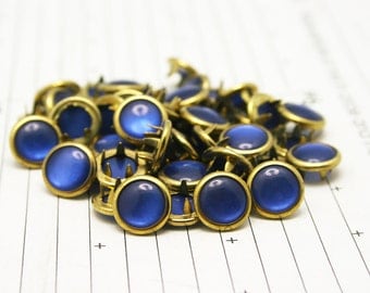 Limited Edition 24 GOLD RIMMED Cobalt Blue Cowgirl Snaps Pearl Prong Western Snaps
