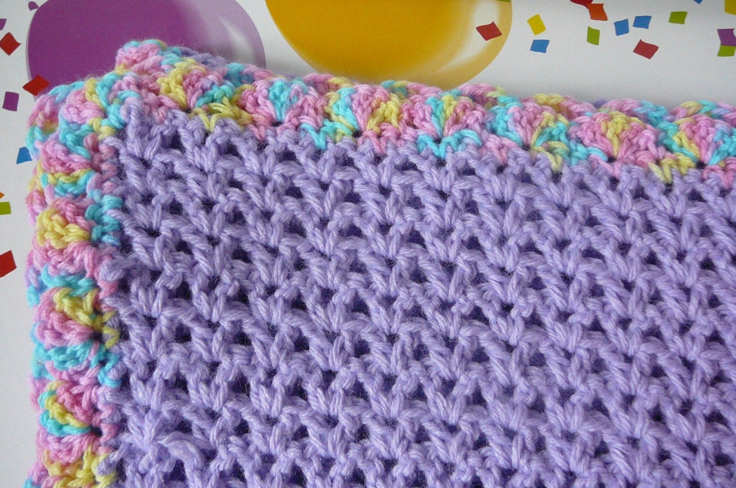 Crocheted V Stitch Baby Blanket in Purple READY