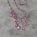 Art Deco Necklace. Pink Open Back Droplets.
