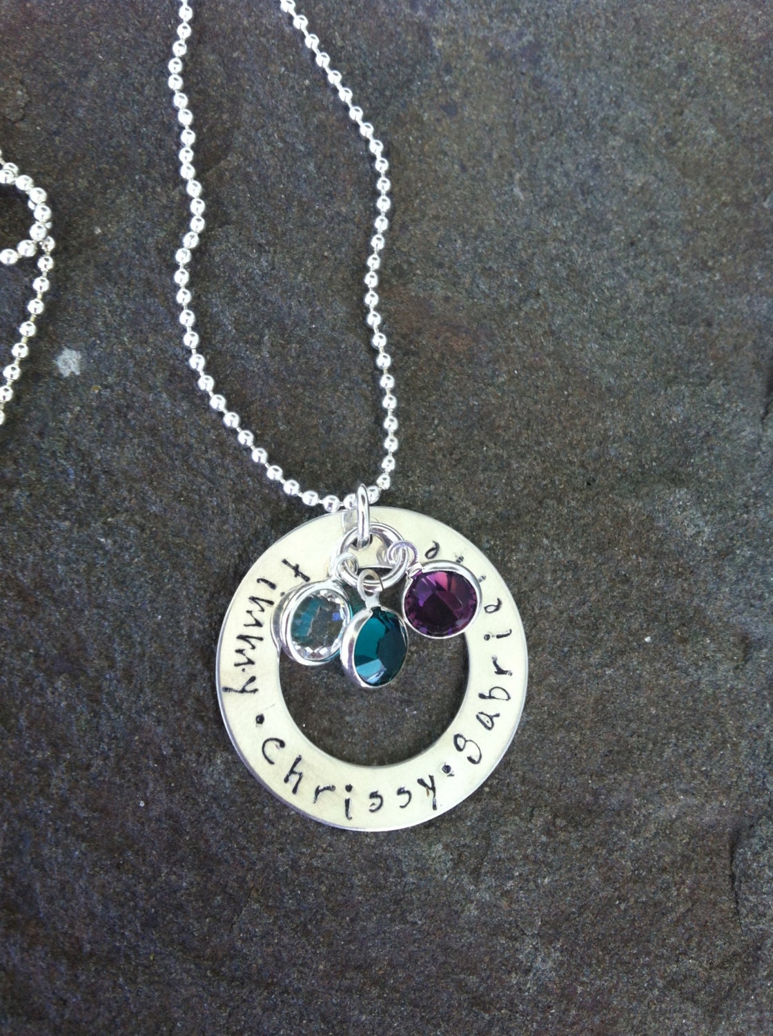 Personalized sterling silver mothers necklace by SunsetBlueGifts