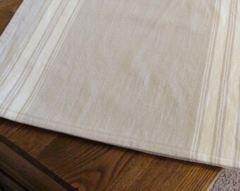 Striped Cotton Table Runner - Flax and Natural