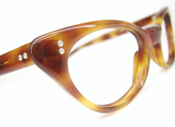Vintage 50s Orange Tortoise Cat eye Eyeglasses Sunglasses