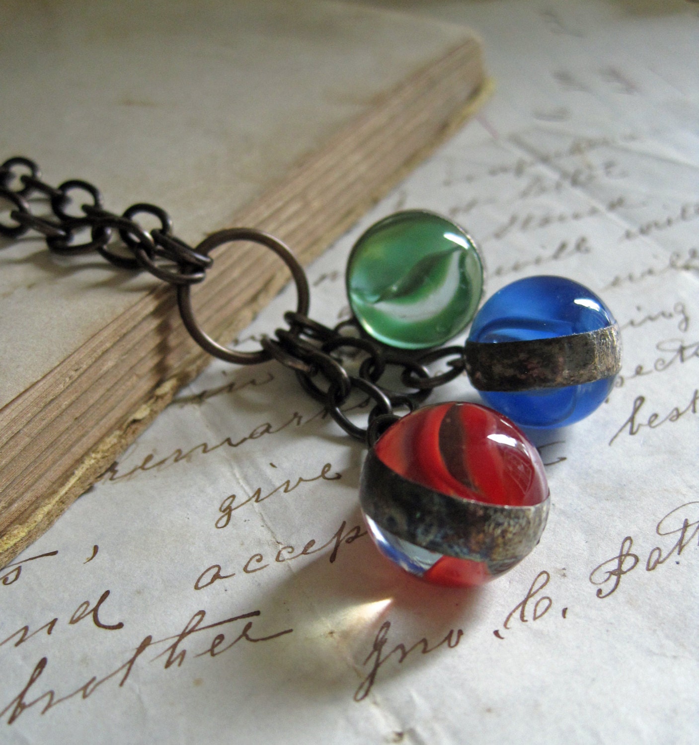 Primary Marble Medley Vintage Marble Trio Necklace Jewelry