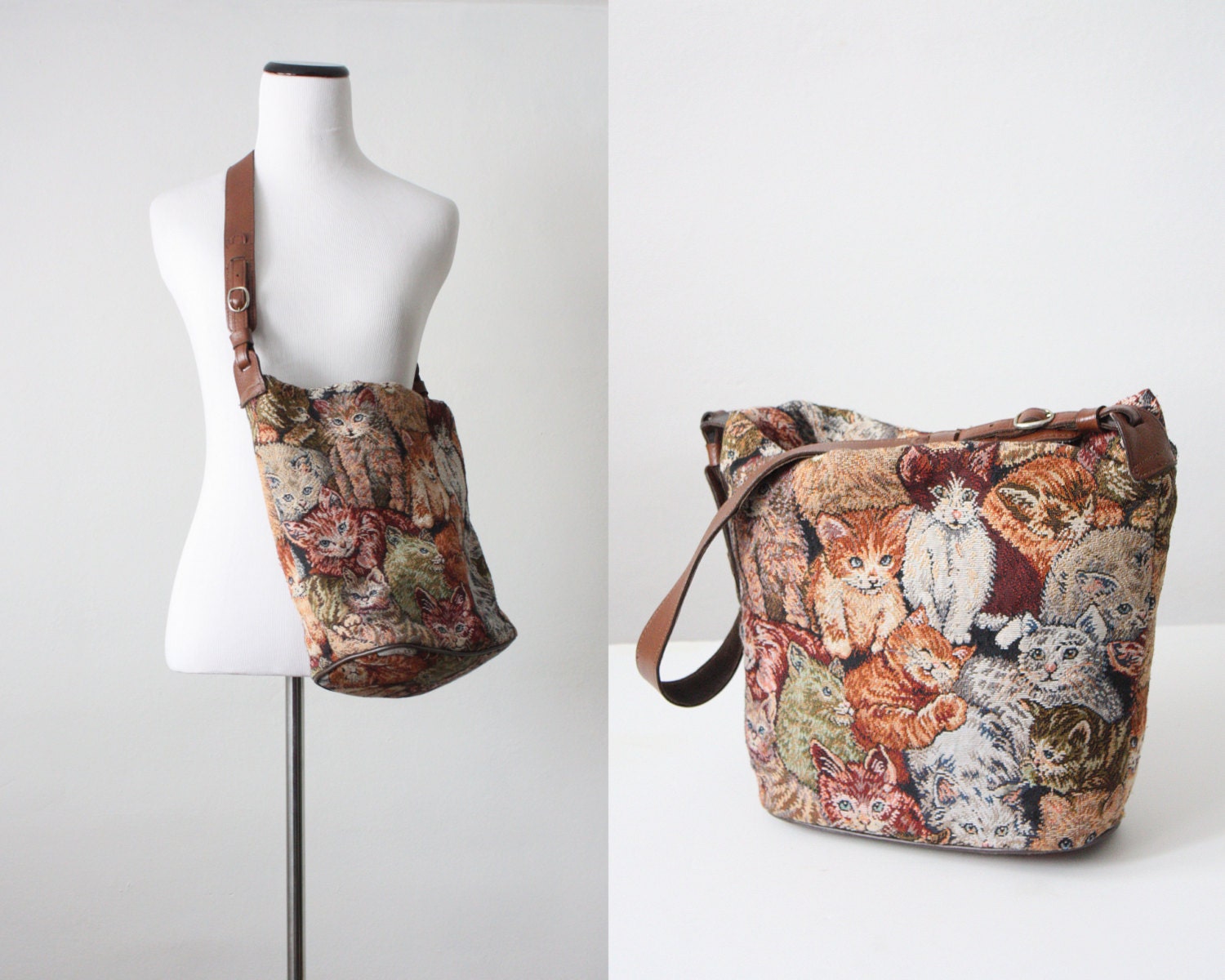 vintage tapestry cat bag