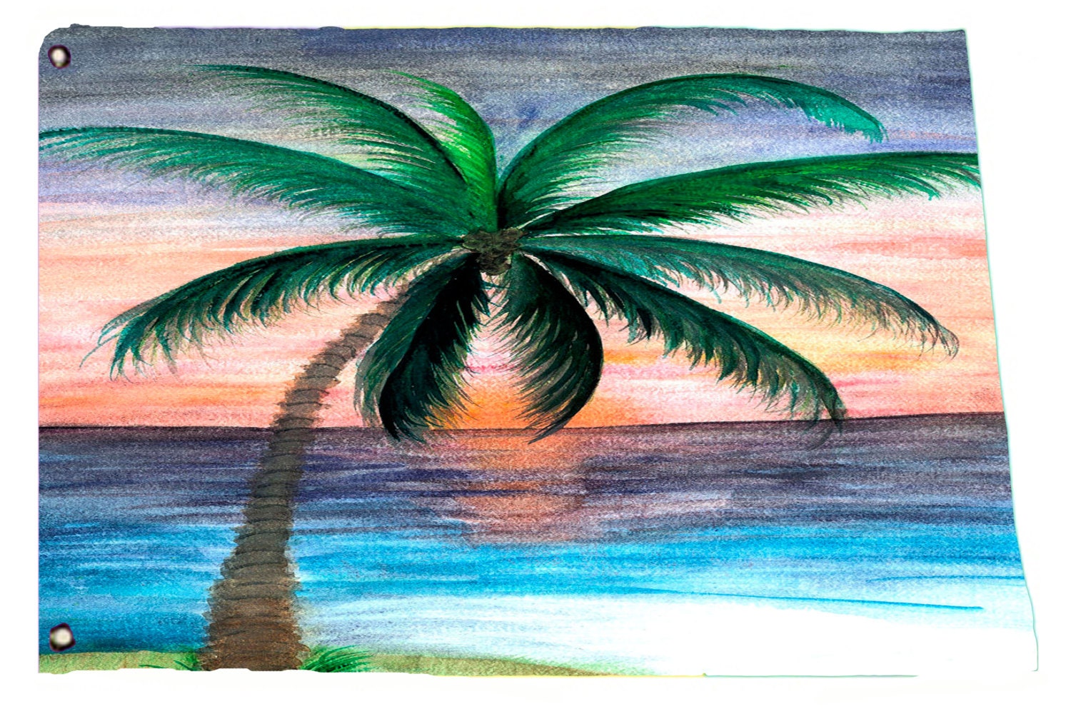 Sunset Palm Tree yard flag from my art. Available in by maremade