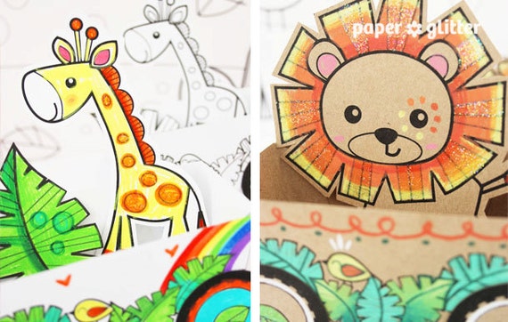 Download Animal Jungle Train Coloring Pages Party Favor by paperglitter