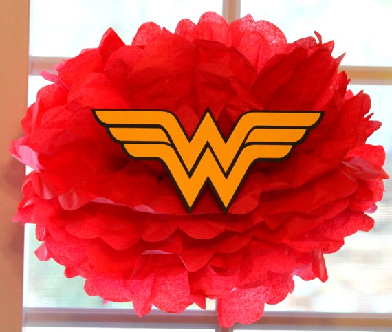 Wonder Woman Superhero tissue paper pompom kit Il_570xn