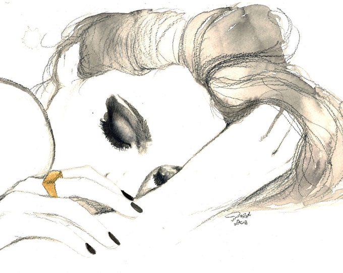 Dreams & Nightmares, print from original mixed media fashion illustration by Jessica Durrant