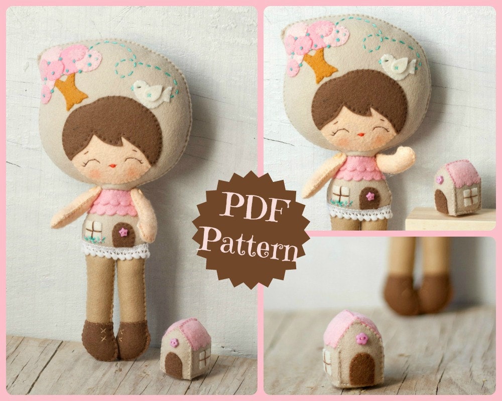 PDF. Little house doll. Plush Doll Pattern Softie Pattern