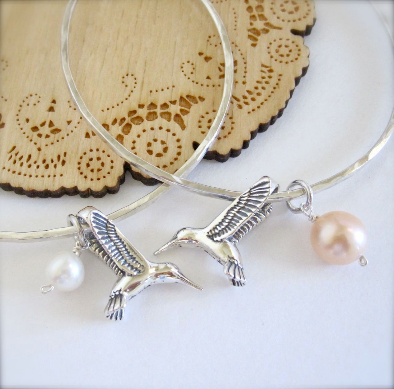 Humming bird bracelet hummingbird sterling silver by Tidepools