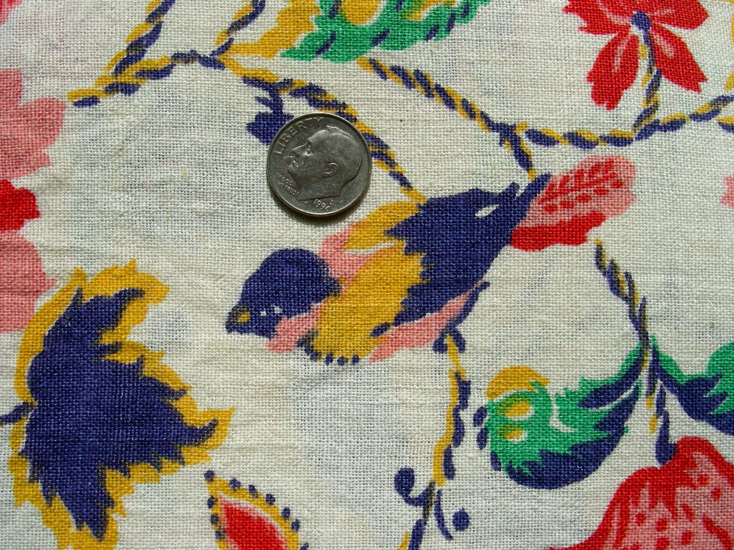 Vintage Cotton Feedsack FEED Sack Fabric NOVELTY Blue