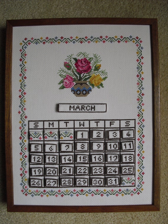 Cross Stitch Perpetual Calendar 19C