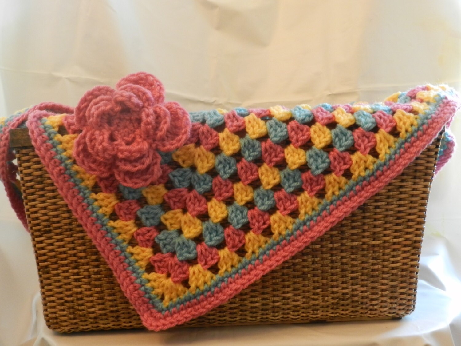 Crocheted Baby Blanket/ Stroller Blanket/ Travel Blanket/