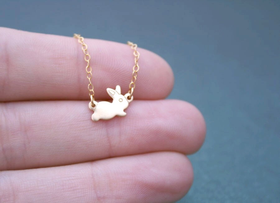 Tiny Baby Bunny Necklace Gold Delicate Necklace