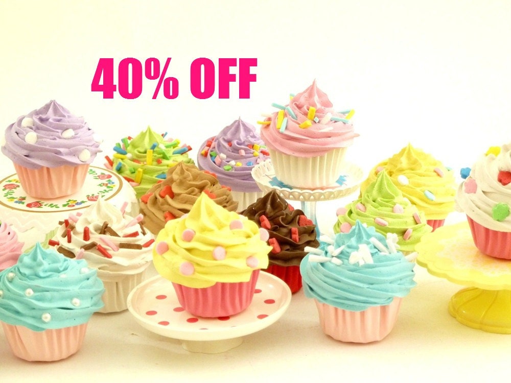 SALE 40% Off Set Of 5 Assorted MINI Fake Cupcakes Play