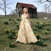 Vintage 70s Dress PALAZZO Floral Formal Jumpsuit Ruffled Neckline M Bust 36