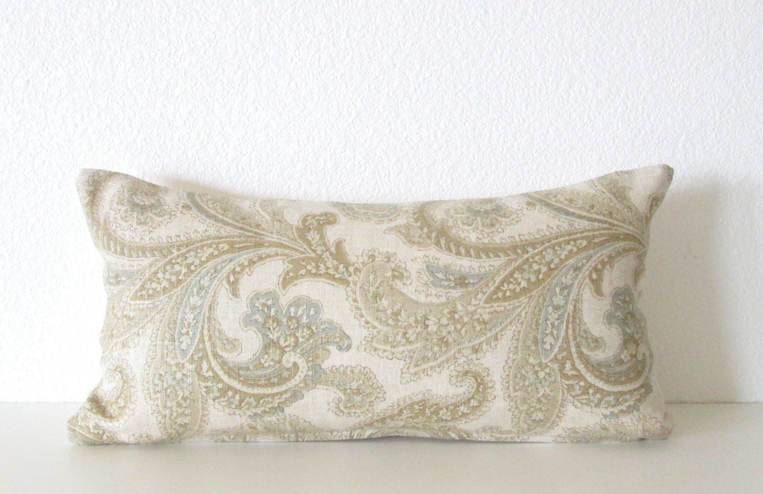 Ivory paysley decorative lumbar pillow cover 8 x 16 light