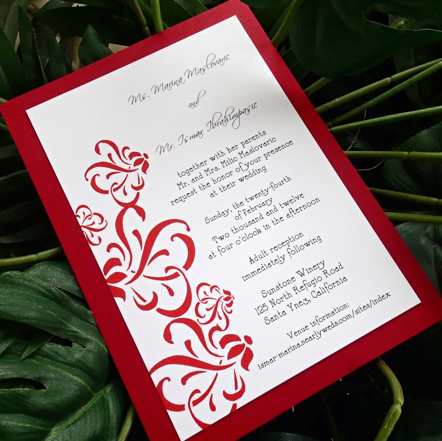 Red and White wedding invitation Modern wedding invitations