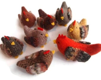 Hens and a Rooster, Waldorf toy, toy chickens, eco friendly toy, waldorf chickens