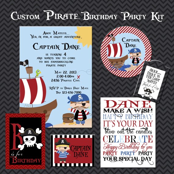 Custom PIRATE Birthday Party Printable Kit Il_570xn