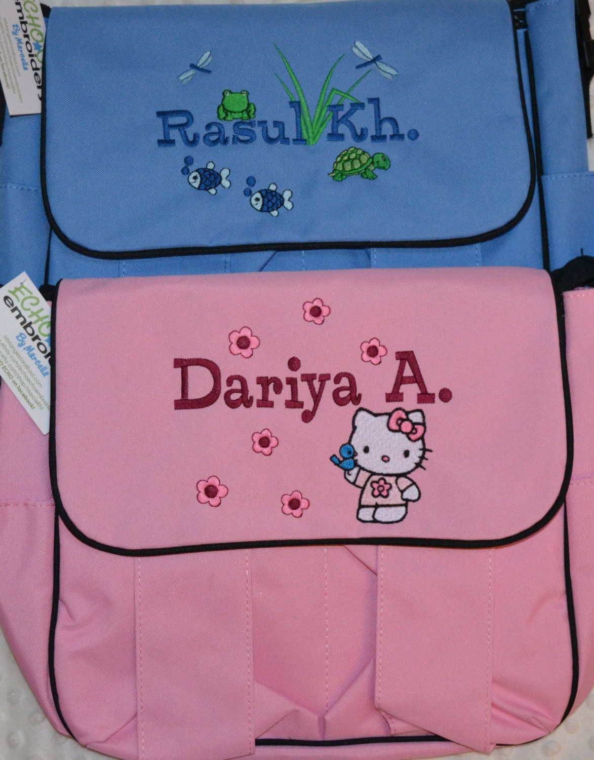 Personalized Baby Diaper Bag embroidered by EchoEchoEmbroidery