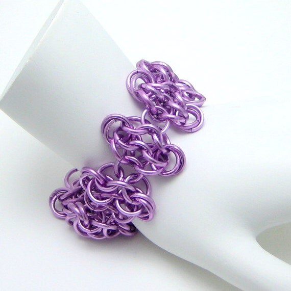 Lavender Purple Anodized Aluminum Bracelet Chainmaille Bracelet