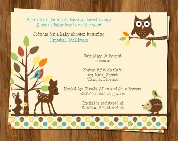 Woodland Animal Themed Baby Shower Invitations 8