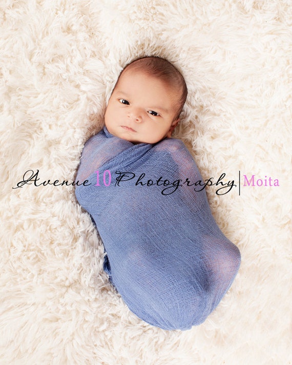 Items similar to Denim Blue Newborn Cheesecloth Fabric Wrap, Baby Boy