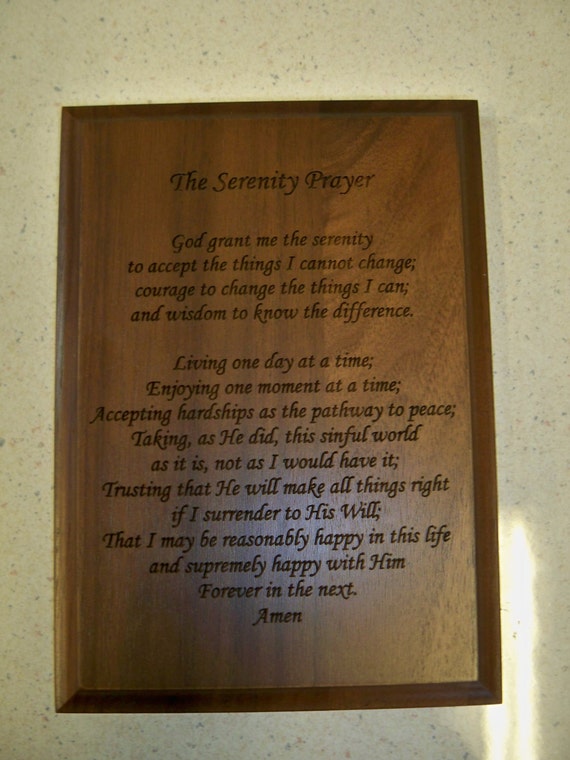 The Serenity Prayer 6 x 8 Walnut Plaque by CentralKYEngraving