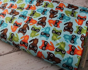 Woodland Pals by Ann Kelle and Robert Kaufman, Raccoons in Bermuda 1/2 yd total