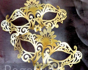 Steampunk GOLD Venetian Mask (1 Mask) Matte Gold Lace Pattern Venetian Mask Base - Masquerade ball costume or Vampire Ball