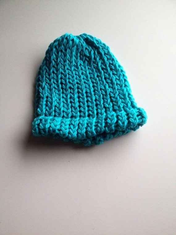 Items similar to Dark Turquoise Organic cotton baby hat 03 months hand