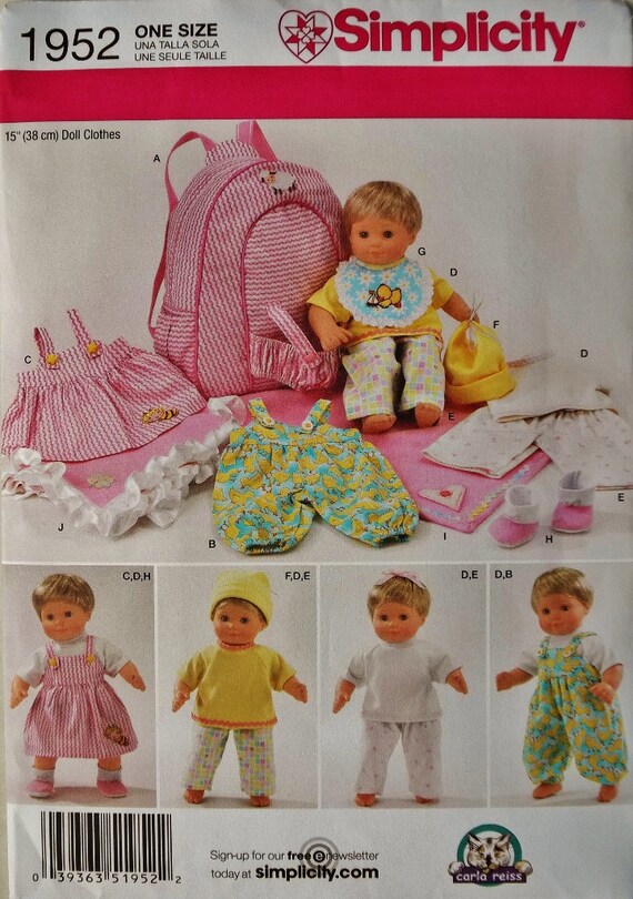 15 inch Baby Doll Clothes Pattern Baby Doll Carrier Pattern