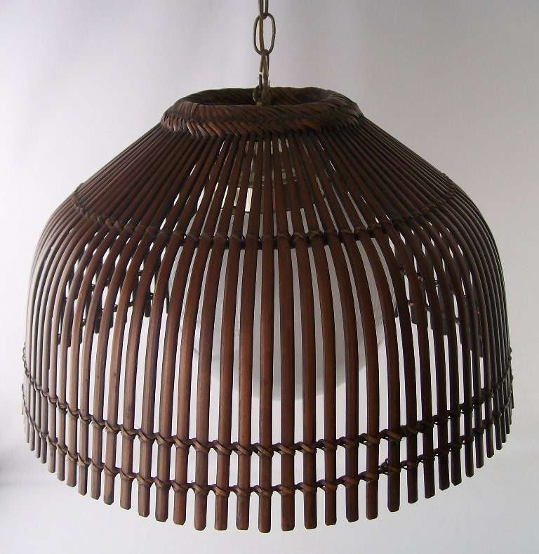 RESERVED FOR K vintage bamboo hanging lamp by ...