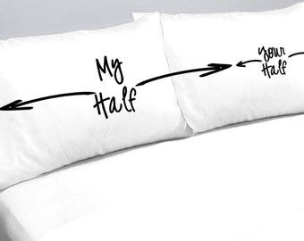 My Half Your Half Pillows Pillow Cases My Side Your Side Pillowcases another funny gift idea for the Bed Hog in your Life