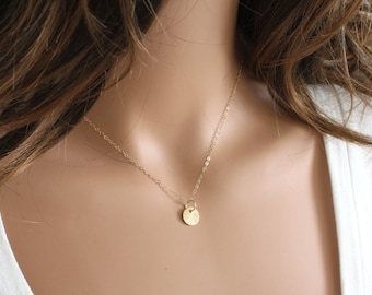 Tiny Gold Dot Necklace - Simple Necklace - Celebrity Inspired - Everyday Necklace - Dainty Necklace - Everyday Jewelry - Disc Necklace