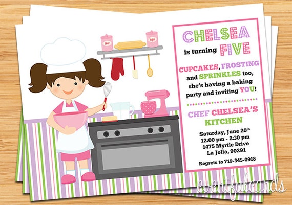 Kids Cooking Baking Birthday Party Invitation - Printable Il_570xn