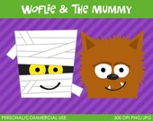 Wolfie and Mummy Clipart - Digital Clip Art Graphics for Personal or Commercial Use Il_170x135