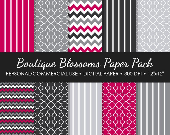 Boutique Blossoms Digital Printable Paper Pack - For Commercial or Personal Use Il_570xn