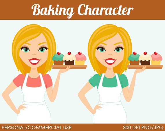 Premade Baking Character Digital Clip Art Graphics for Personal or Commercial Use Il_570xn