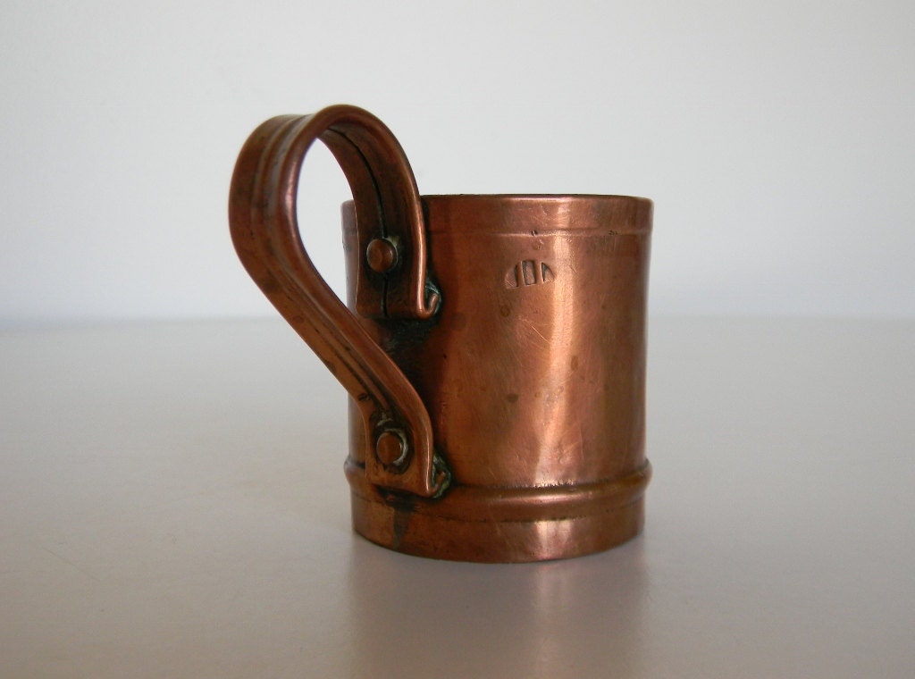 Antique Copper Rum Cup Handmade Folk Art Mug by ADesignprocess