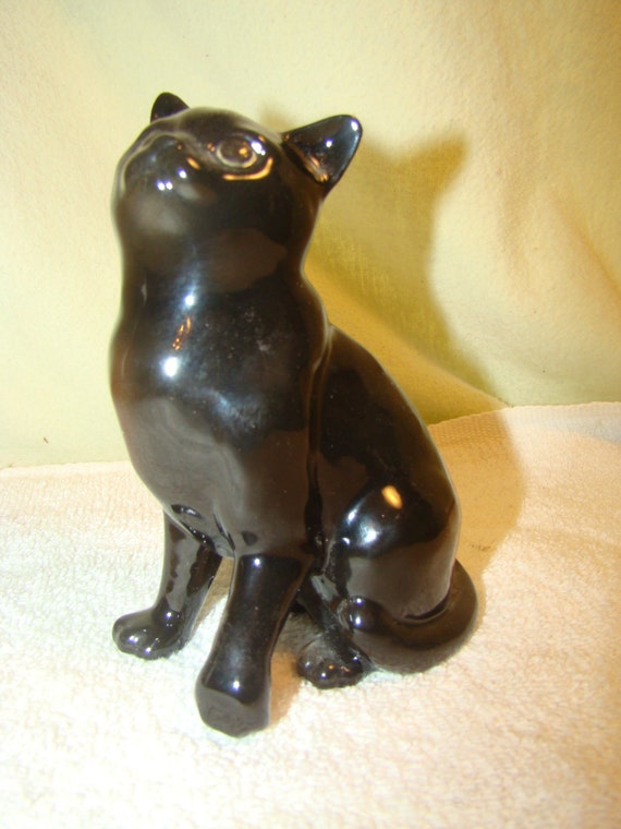 black cat ceramic statue