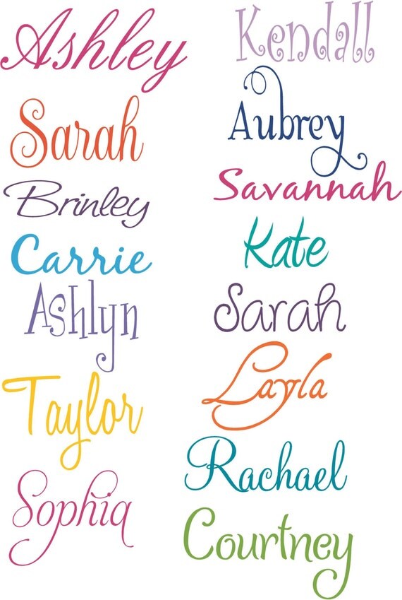  Girl Names PERSONALIZED Vinyl Wall Decal